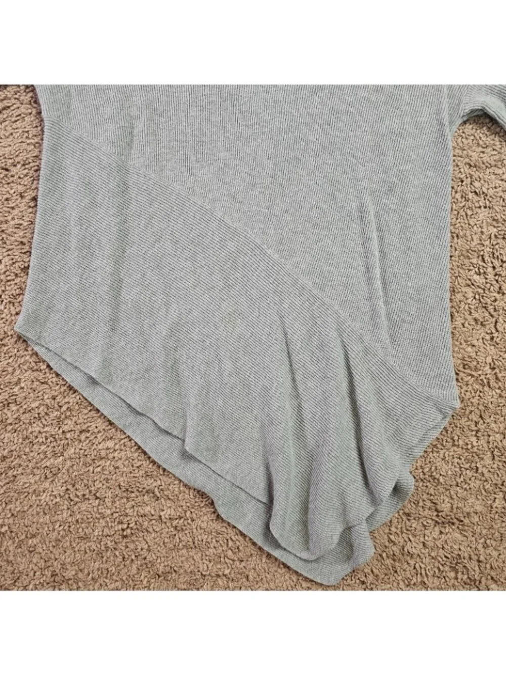 Lane Bryant Pullover Top Womens 14/16 Gray Ribbed Asymmetrical Hem 3/4 Sleeve - Picture 6 of 11
